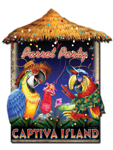 15 X 18 In. Parrot Party Hut Plasma Metal Sign