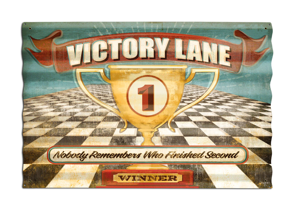 Lane047 24 X 16 In. Victory Lane Corrugated Satin Metal Sign