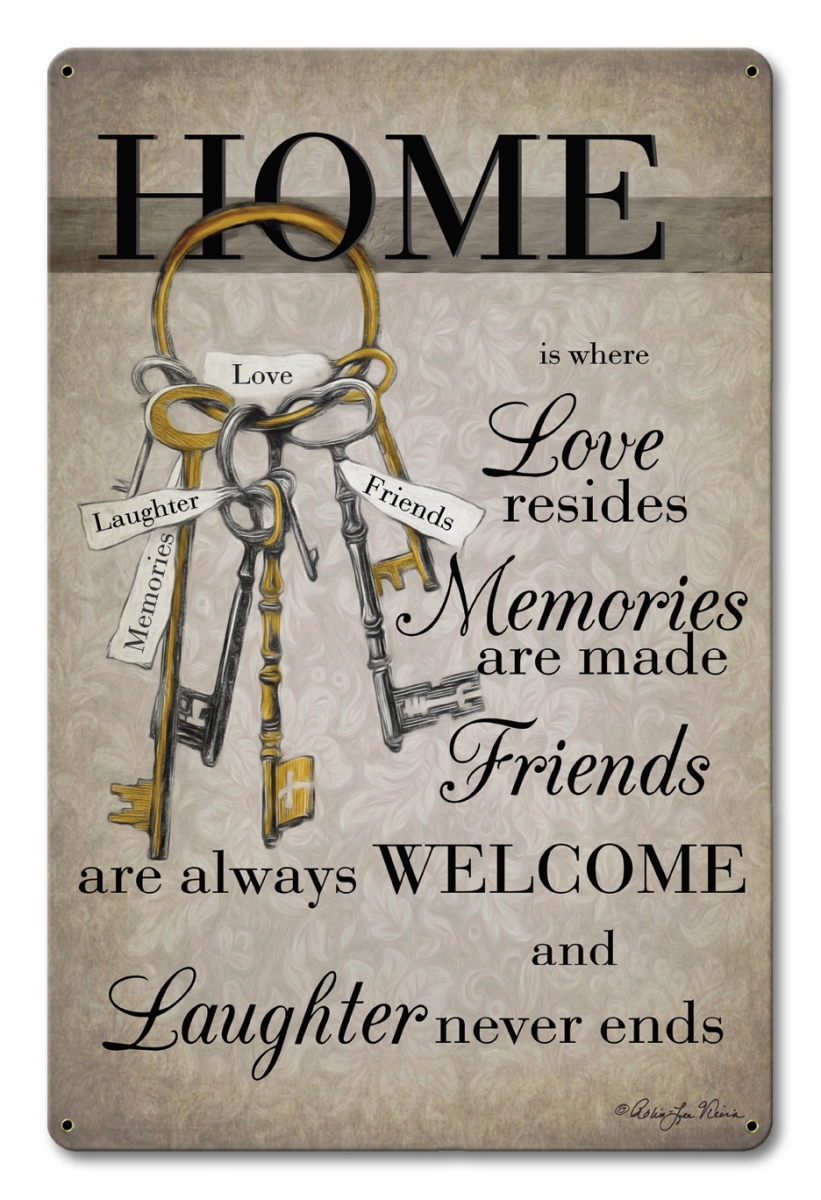 Lane085-wf 12 X 18 In. Home Is Where Satin Metal Sign