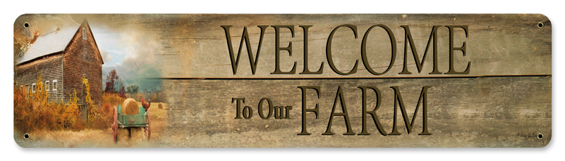 Lane116 20 X 5 In. Welcome To Our Farm Satin Metal Sign