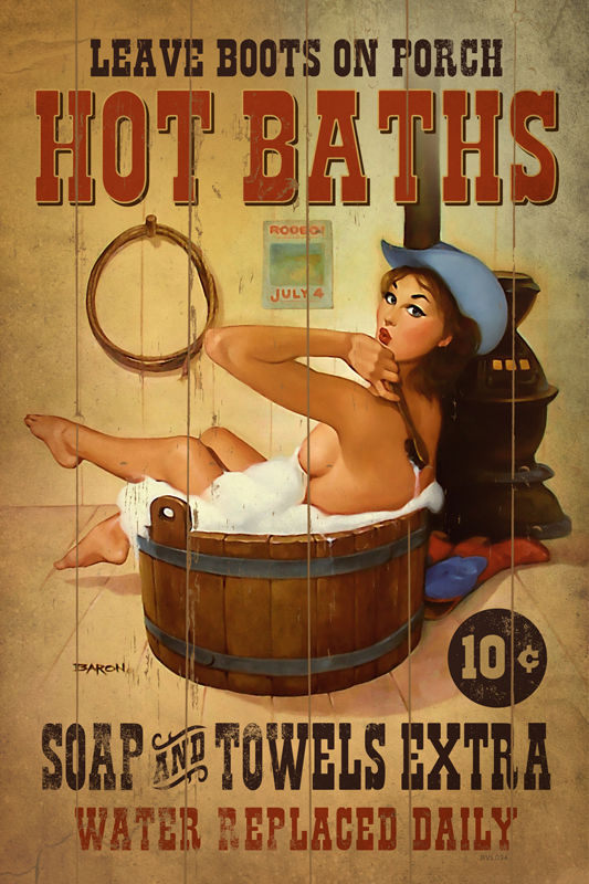 Bvl034-wf 12 X 18 In. Hot Baths Metal Sign