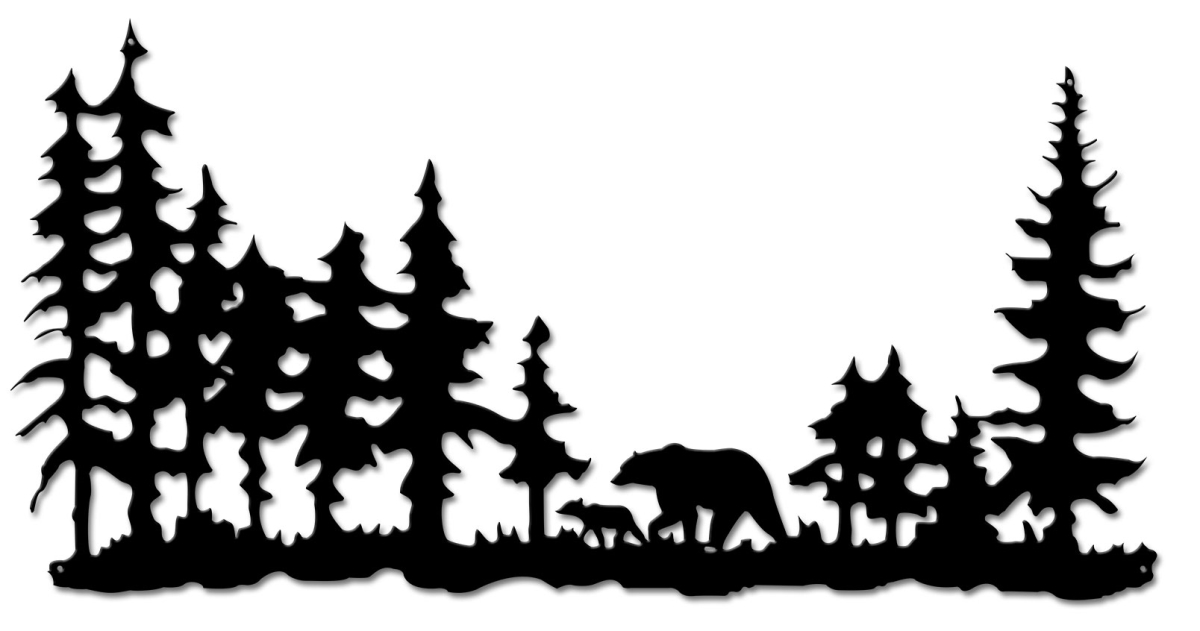 21 X 11 In. Bears In Forest Cutout Plasma Metal Sign