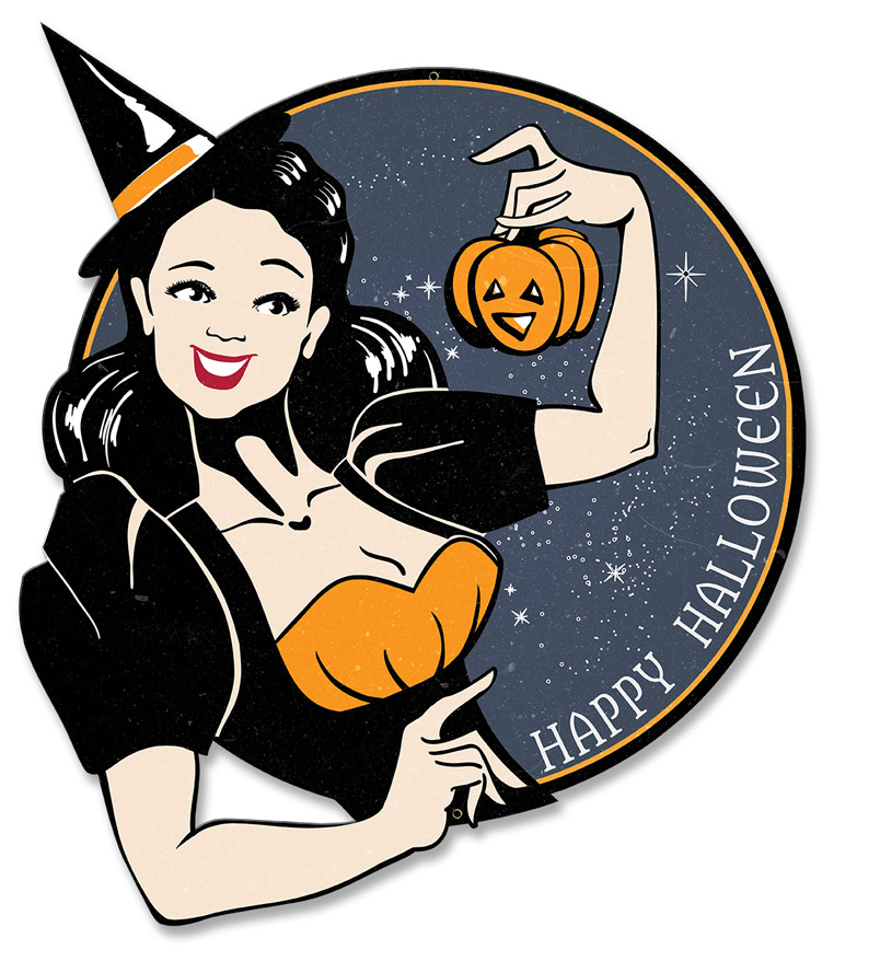 17 X 14 In. Witch Happy Halloween Plasma Metal Sign