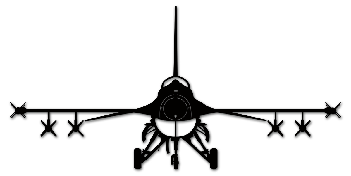 42 X 20 In. F-16 Silhouette Laser Shape Metal Sign