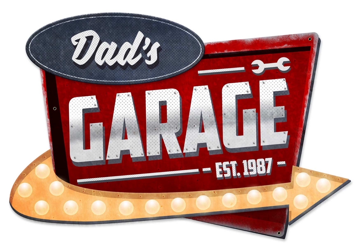 Ps895 23 X 15 In. 3-d Dads Garage Metal Sign