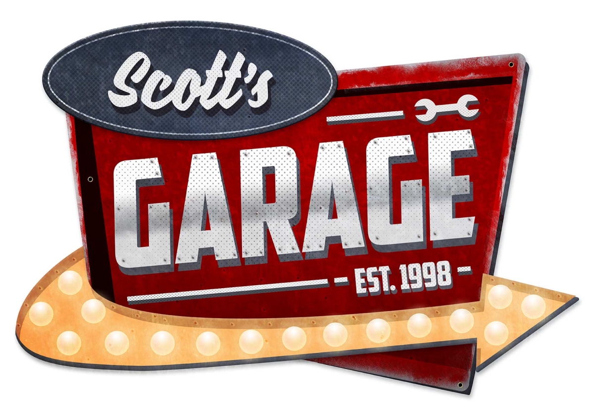 Ps897 23 X 15 In. 3-d Garage Personalized Metal Sign