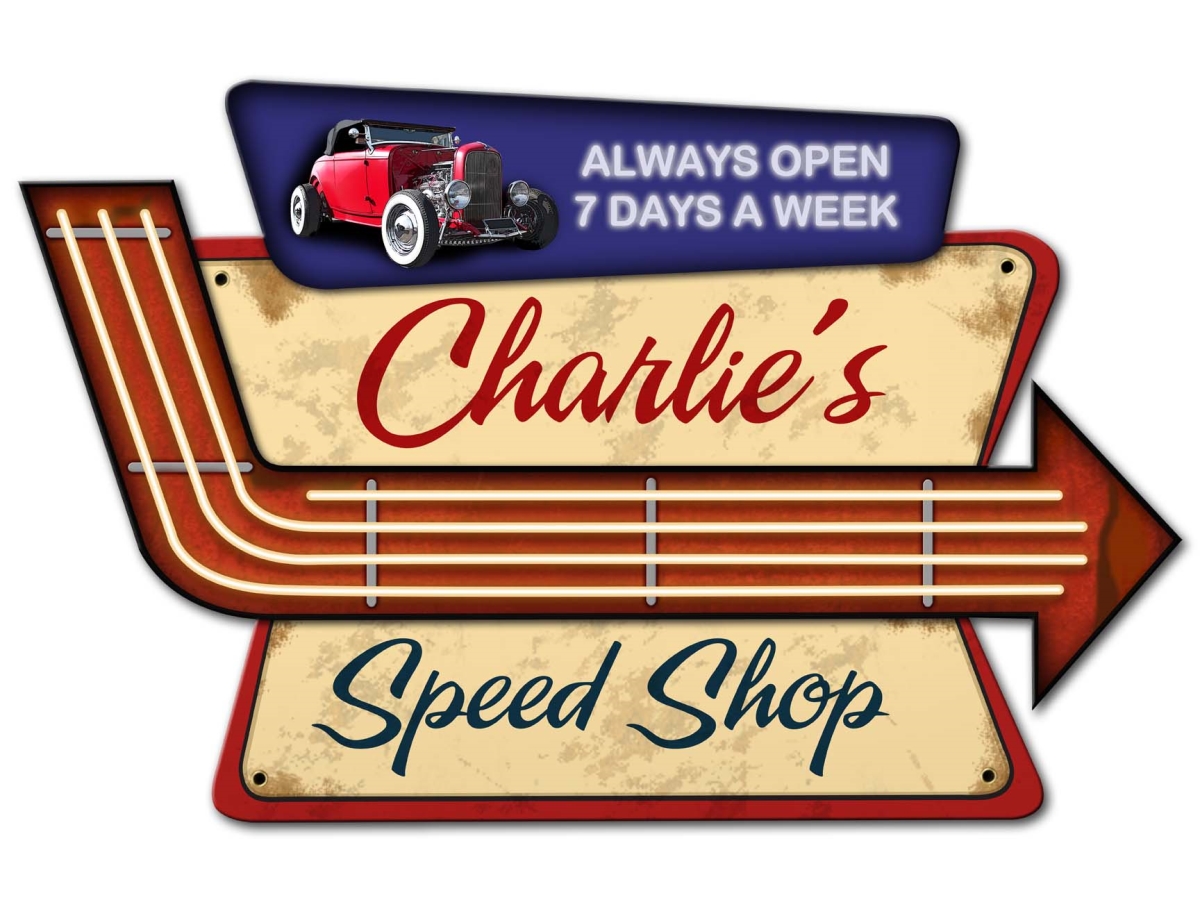 Ps930 23 X 15 In. Speed Shop Personalized Plasma Sign