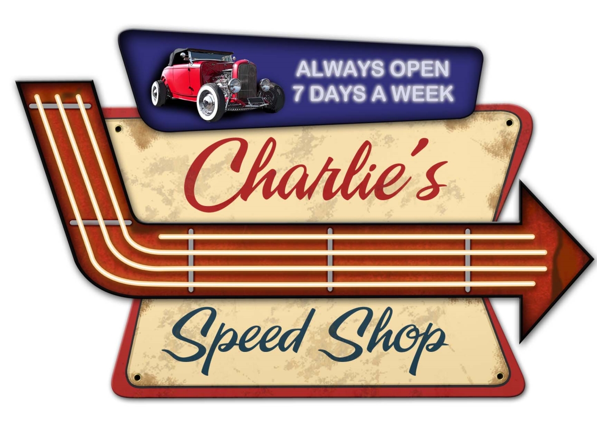 Ps931 23 X 15 In. Speed Shop Personalized 3d Plasma Sign