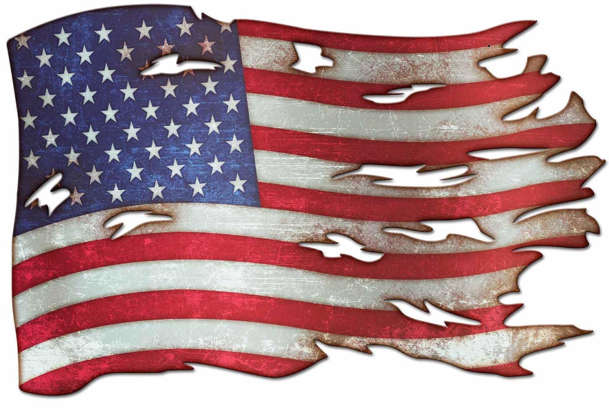 24 X 16 In. Tattered American Flag Plasma Sign