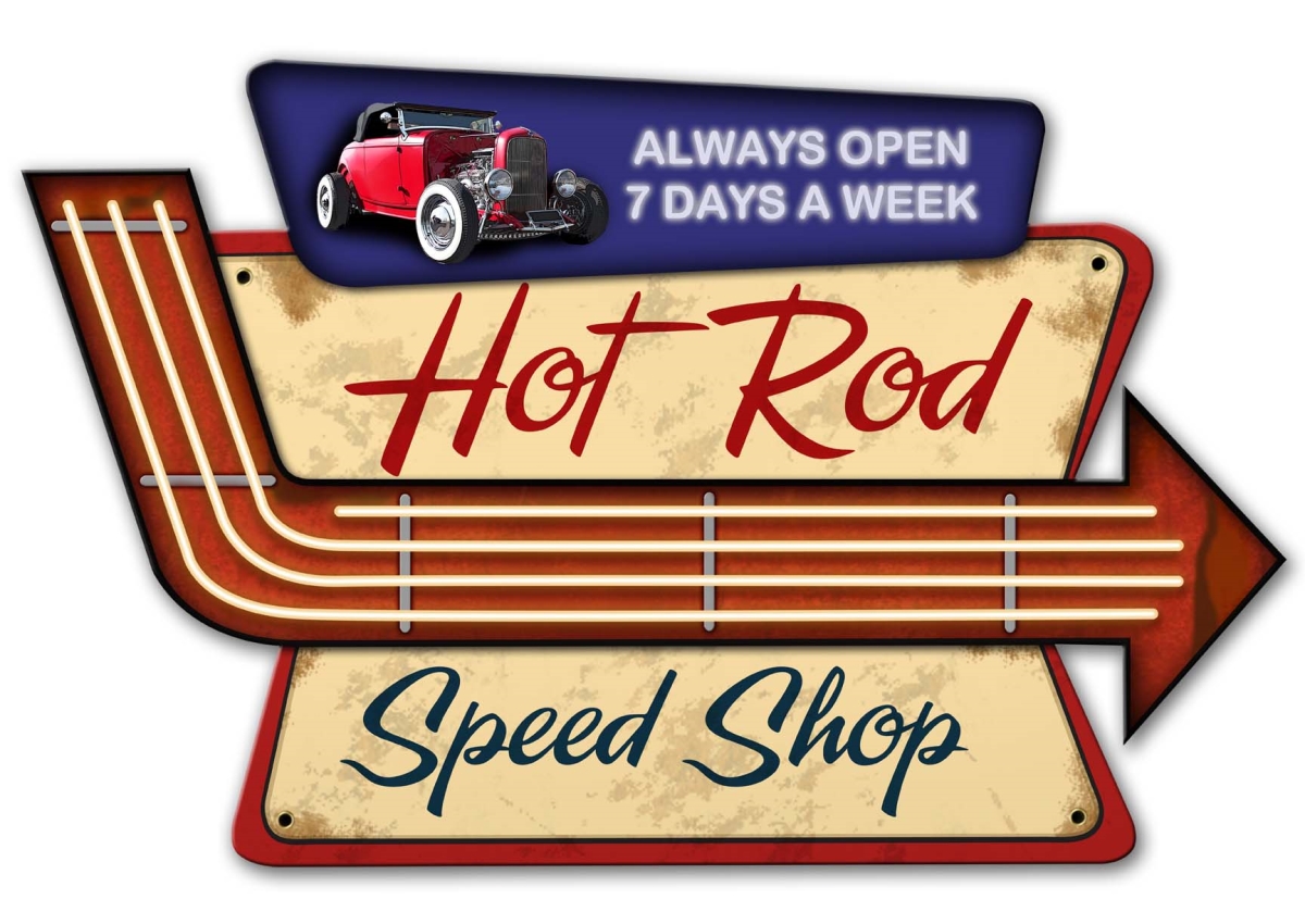 23 X 15 In. Hot Rod Speed Shop 3-d Metal Sign