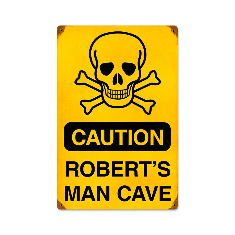 Pv033-wf 12 X 18 In. Caution Man Cave Vintage Metal Sign