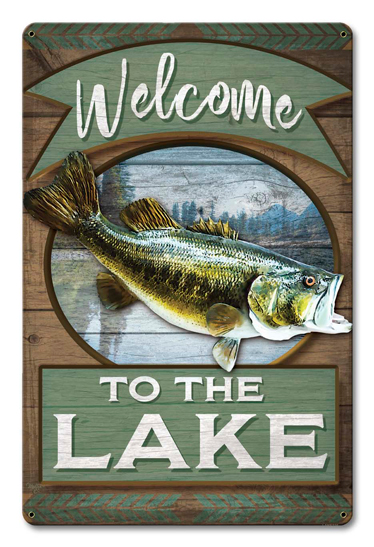 Lane226 12 X 18 In. Welcome To The Lake Satin Metal Sign
