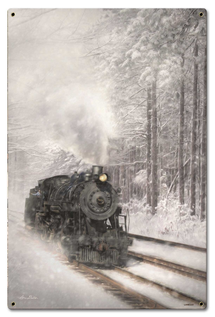 Lane242 16 X 24 In. Snow Train Satin Metal Sign