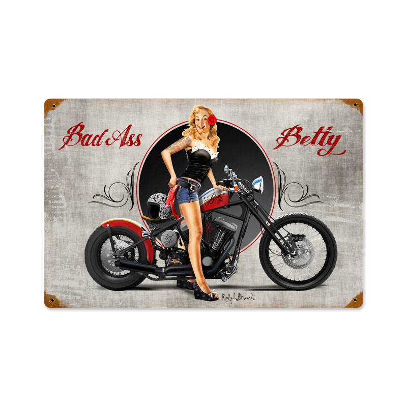Rb010 12 X 18 In. Bad Ass Betty Vintage Metal Sign