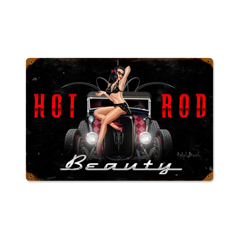 Rb021 18 X 12 In. Hot Rod Beauty Vintage Metal Sign