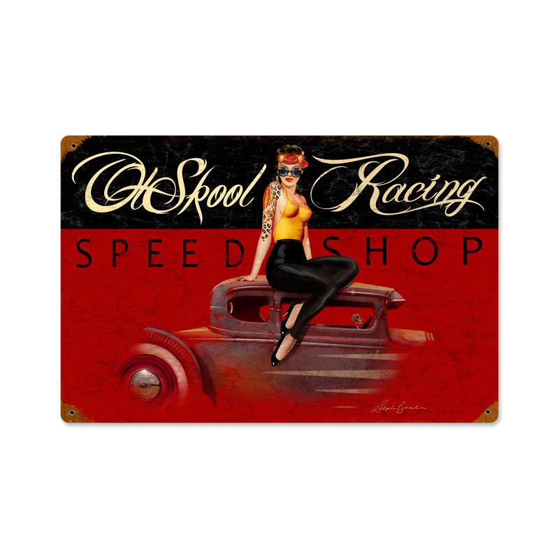 Rb024 18 X 12 In. Ol Skool Speed Shop Vintage Metal Sign