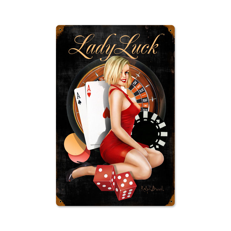 12 X 18 In. Lady Luck Vintage Metal Sign