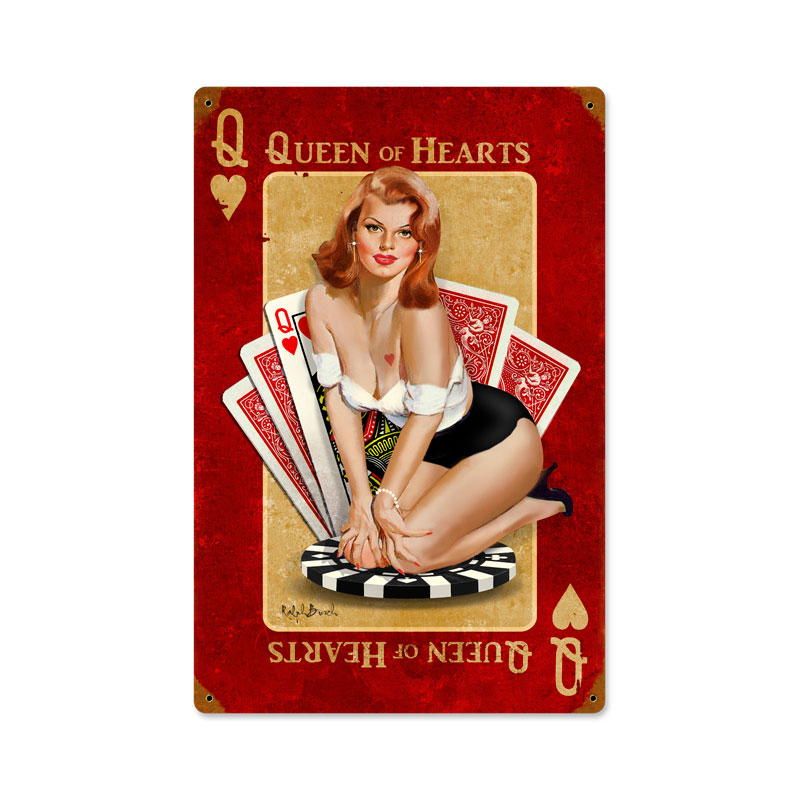 Rb061 12 X 18 In. Queen Of Hearts Vintage Metal Sign
