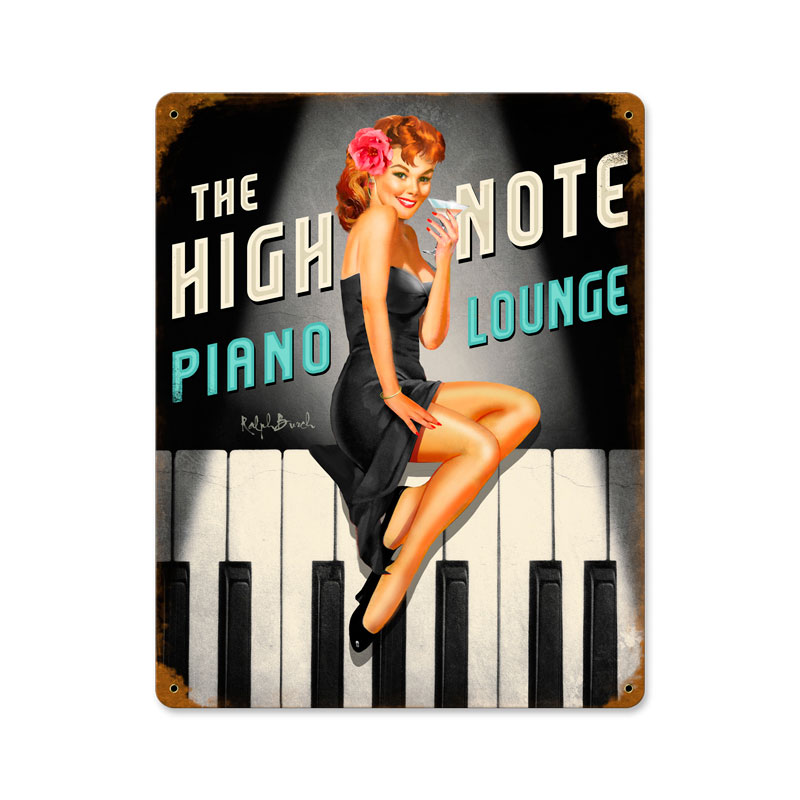 Rb069 12 X 15 In. High Note Piano Lounge Vintage Metal Sign