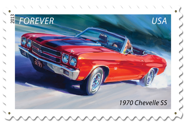 Usps086 36 X 24 In. Chevelle Stamp Plasma Metal Sign