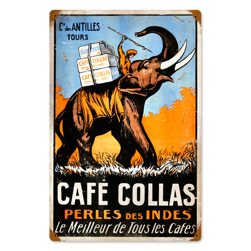 Pts017-wf 12 X 18 In. Cafe Collas Vintage Metal Sign