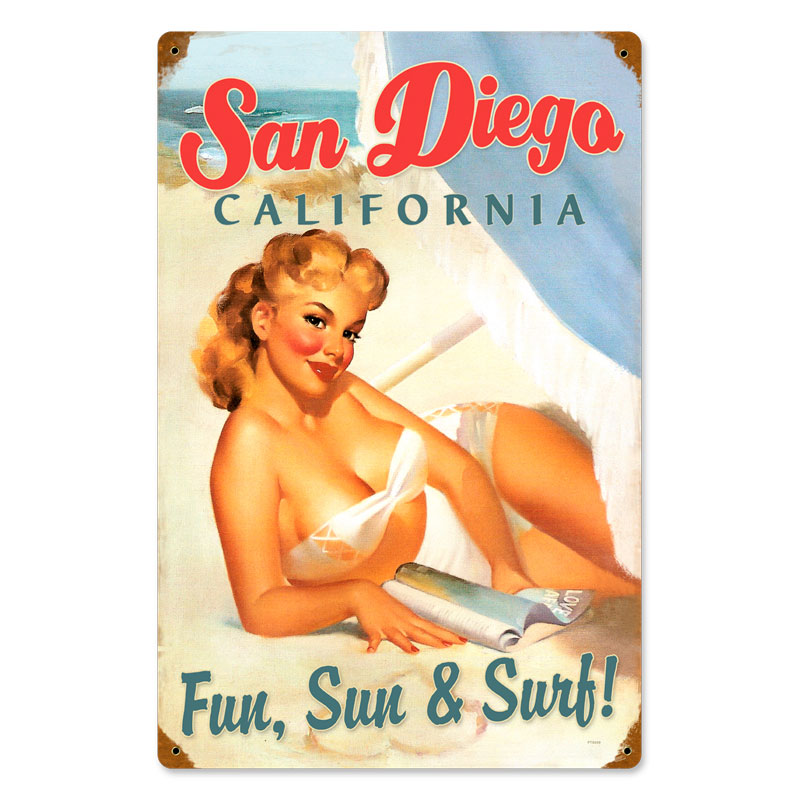 Pts059 12 X 18 In. San Diego Pinup Vintage Metal Sign
