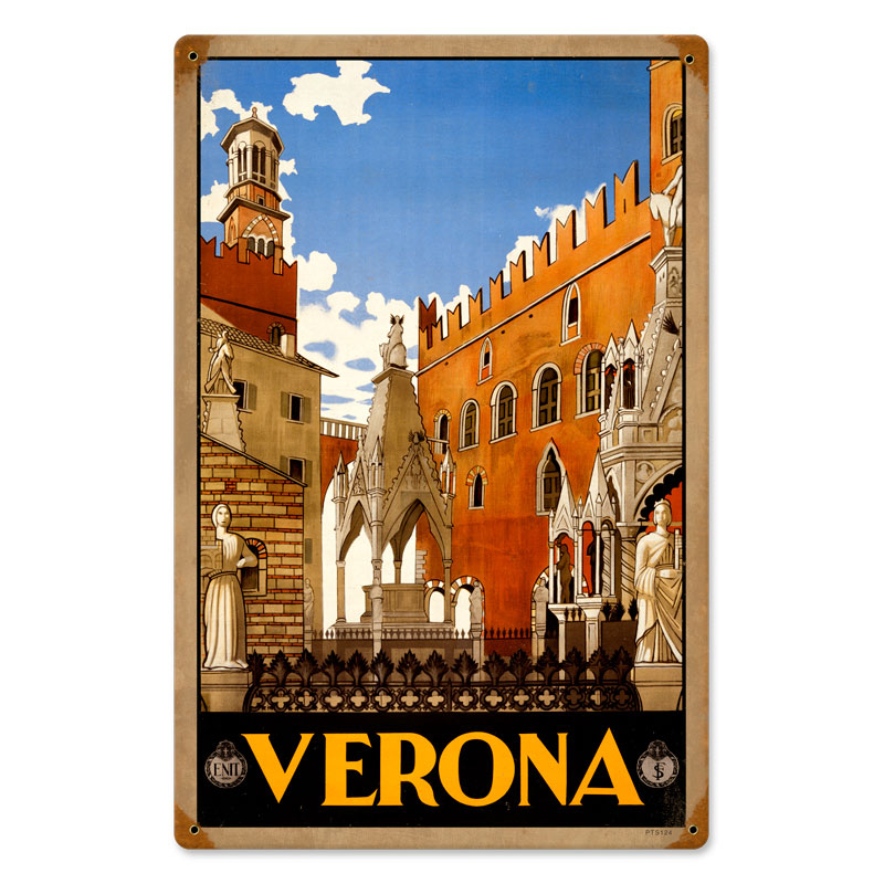 Pts124-wf 12 X 18 In. Verona Travel Vintage Metal Sign