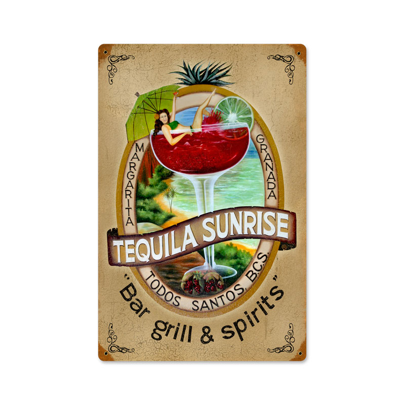 Pts211-wf 12 X 18 In. Tequila Bar Vintage Metal Sign