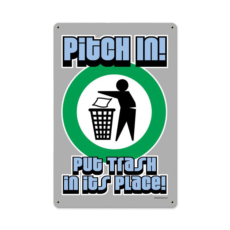 Rpc027-wf 12 X 18 In. Pitch In Metal Sign With Wood Frame