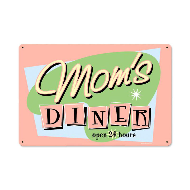 Rpc030-wf 12 X 18 In. Moms Diner Metal Sign With Wood Frame