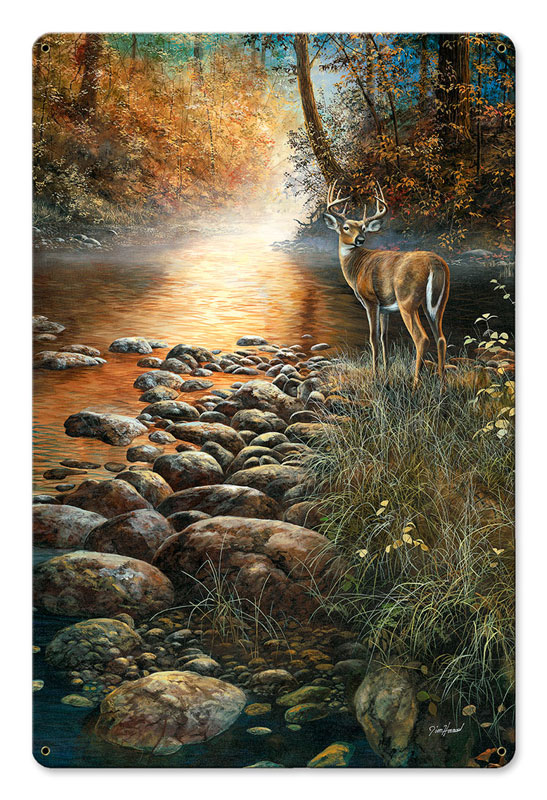 12 X 18 In. Beside Still Waters Comes With Wood Frame Satin Metal Sign