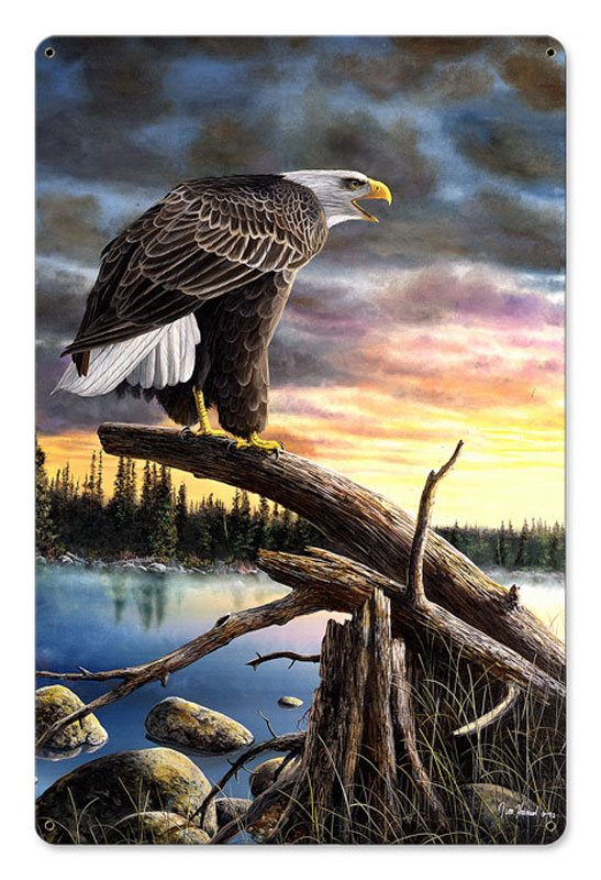 12 X 18 In. Call Of The Wild Comes With Wood Frame Satin Metal Sign