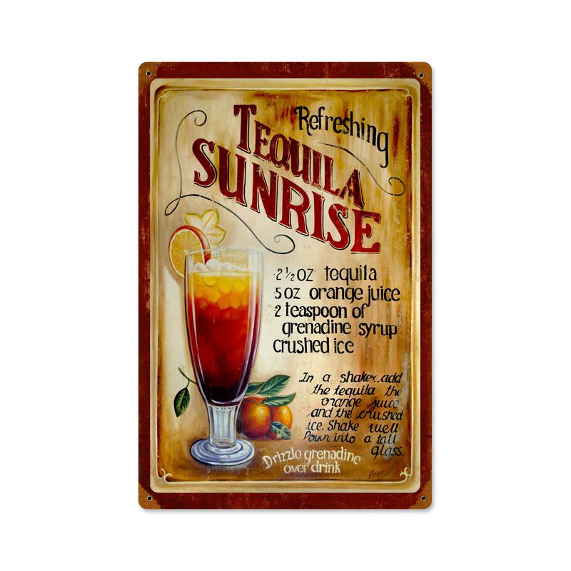 Pts213-wf 12 X 18 In. Tequila Sunrise Vintage Metal Sign
