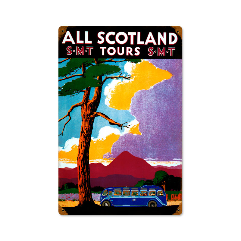 Pts325-wf 12 X 18 In. Scotland Tours Vintage Metal Sign