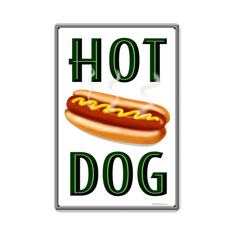 Rpc186-wf 12 X 18 In. Hot Dogs Metal Sign With Wood Frame