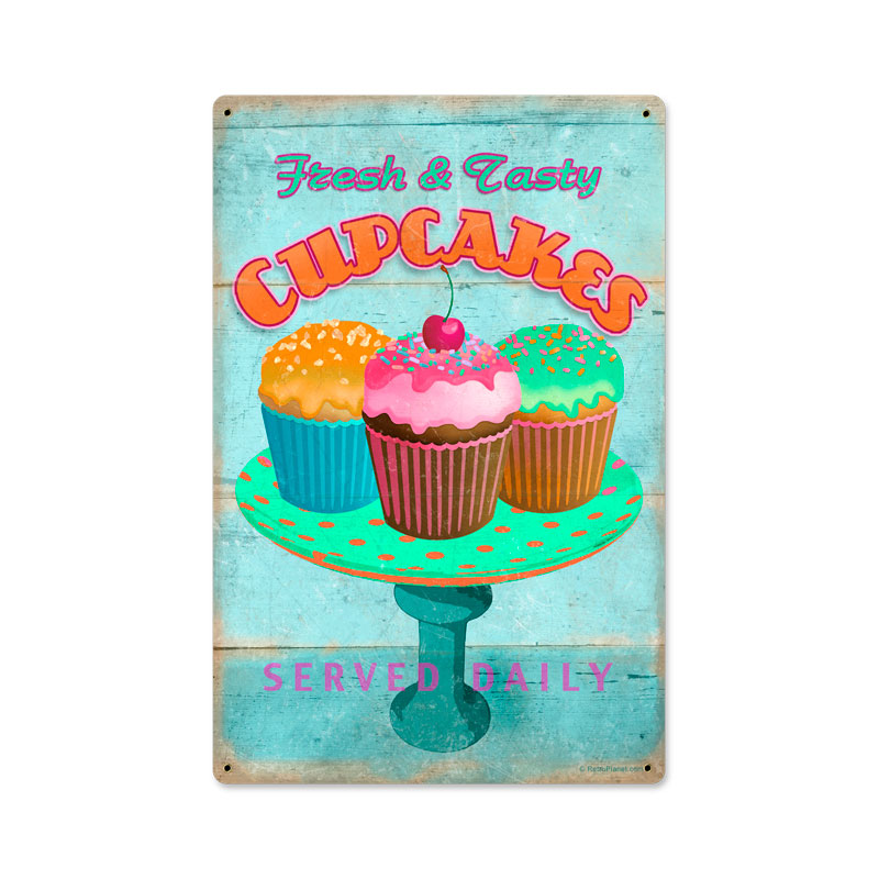Rpc293-wf 12 X 18 In. Cupcakes Fresh Metal Sign With Wood Frame