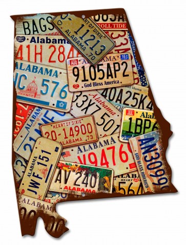 Ps949 15 X 20 In. Alabama License Plates Metal Sign