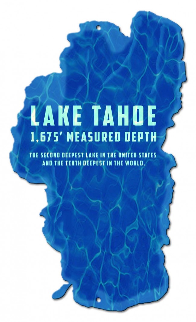 Ps956 13 X 22 In. Lake Tahoe Measured Depth Metal Sign