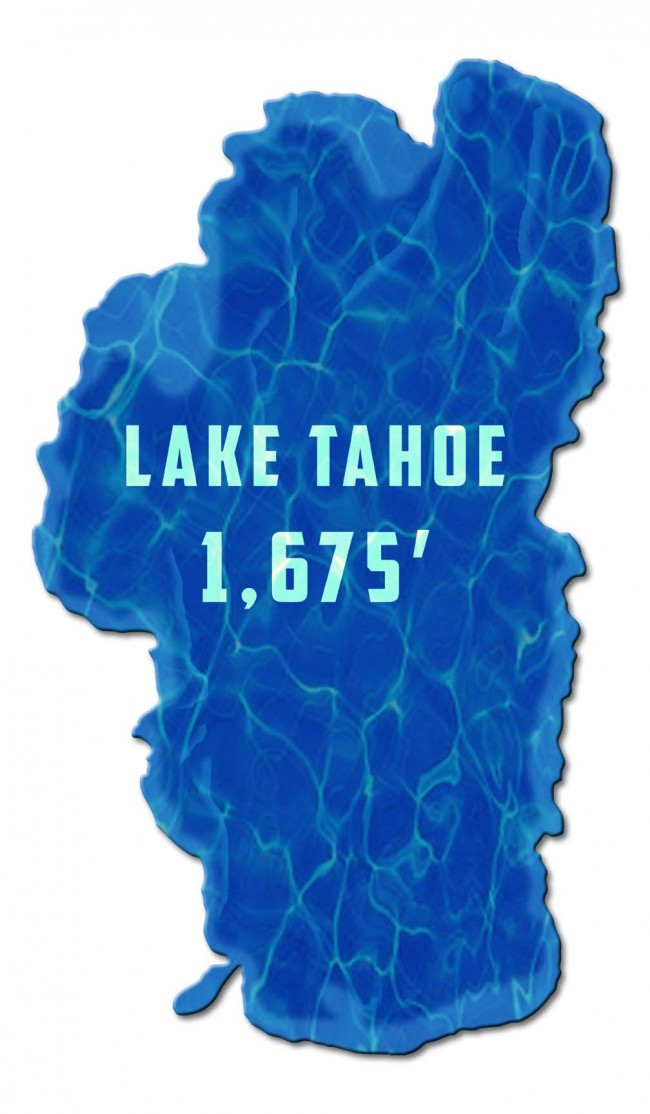 Ps958 13 X 22 In. Lake Tahoe Depth 1675 Metal Sign