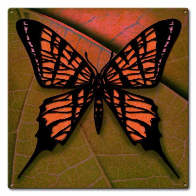 Ps962 24 X 24 In. Butterfly 3-d Metal Sign