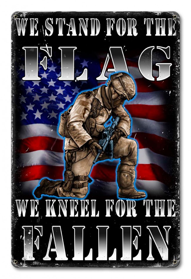 12 X 18 In. Stand For The Flag Metal Sign