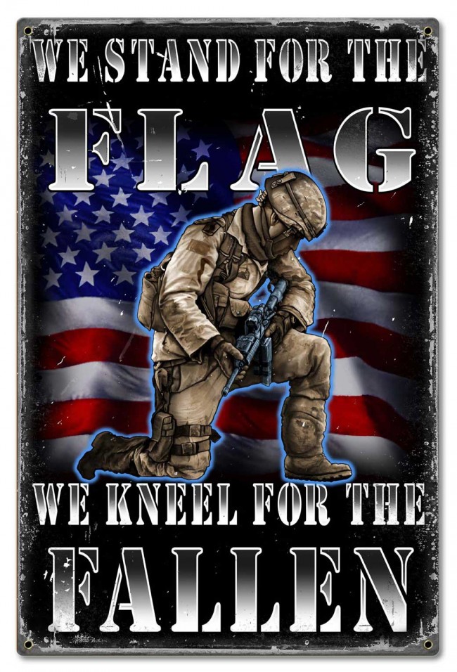 16 X 24 In. Stand For The Flag Metal Sign
