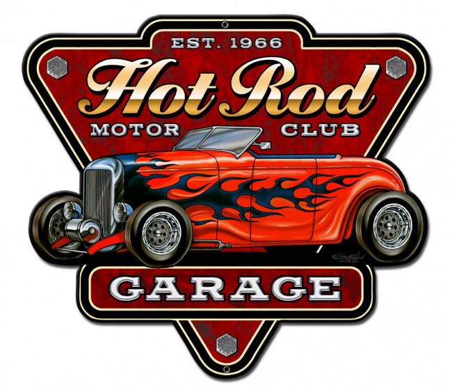 Sm685 14 X 12 In. Hot Rod Garage Metal Sign