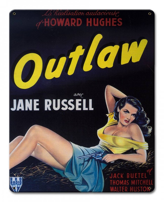 Ptsb149 12 X 15 In. Howard Hughes Outlaw Metal Sign