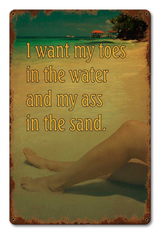 Ptsb150 12 X 18 In. Toes In The Water Metal Sign