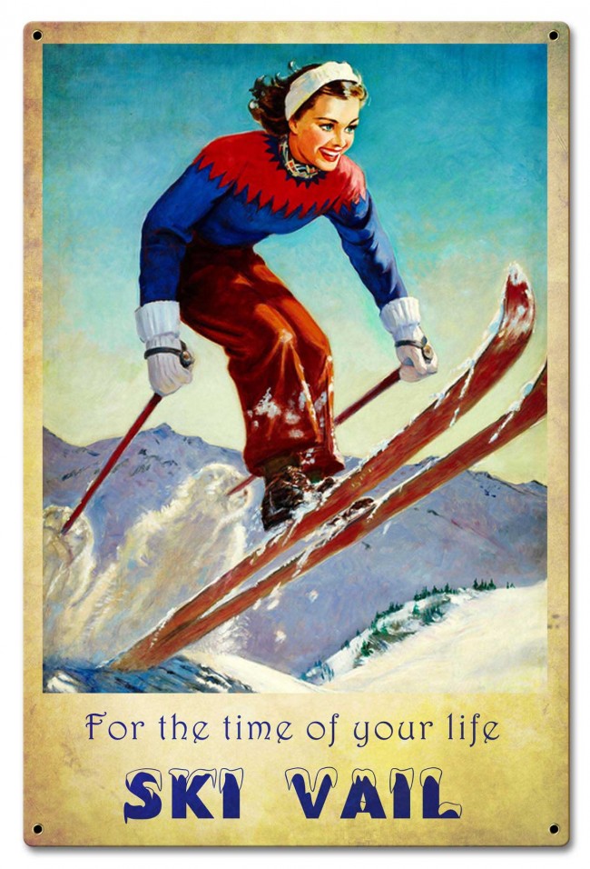 Ptsb163 16 X 24 In. Ski Vail Time Of Life Metal Sign