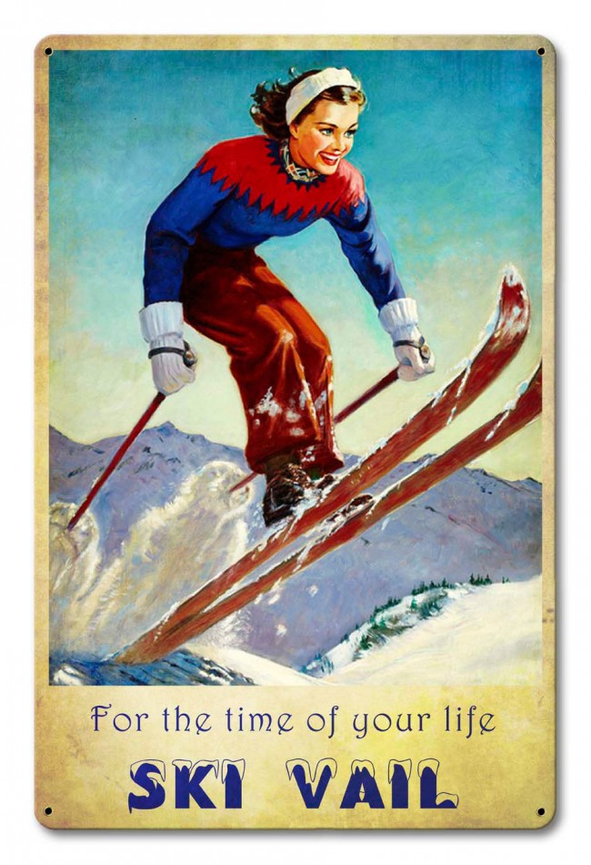 Ptsb164 12 X 18 In. Ski Vail Time Of Life Metal Sign