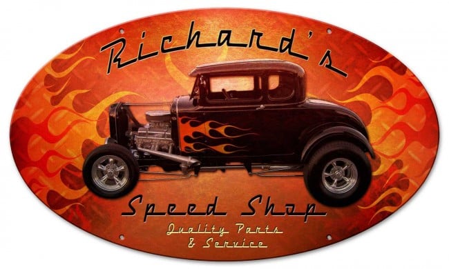 Pv068 24 X 14 In. Speed Shop Hot Rod Metal Sign