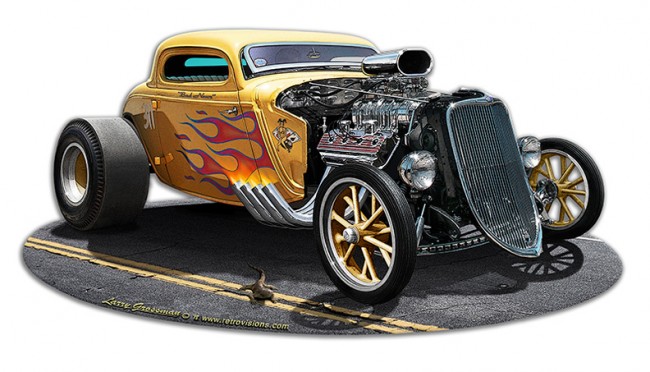 18 X 9 In. Larry Grossman 1933 Blown Coupe Sign