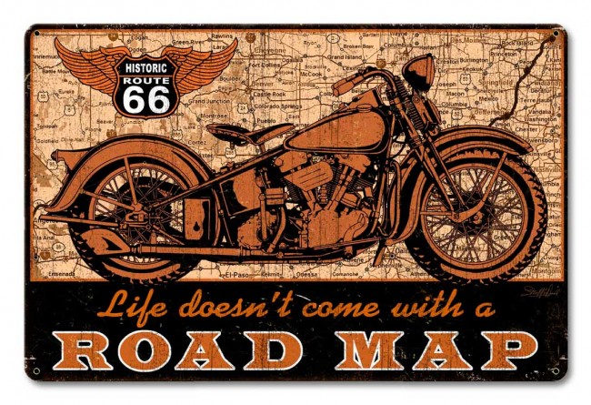 18 X 12 In. Steve Mcdonald Road Map Bike Satin Sign